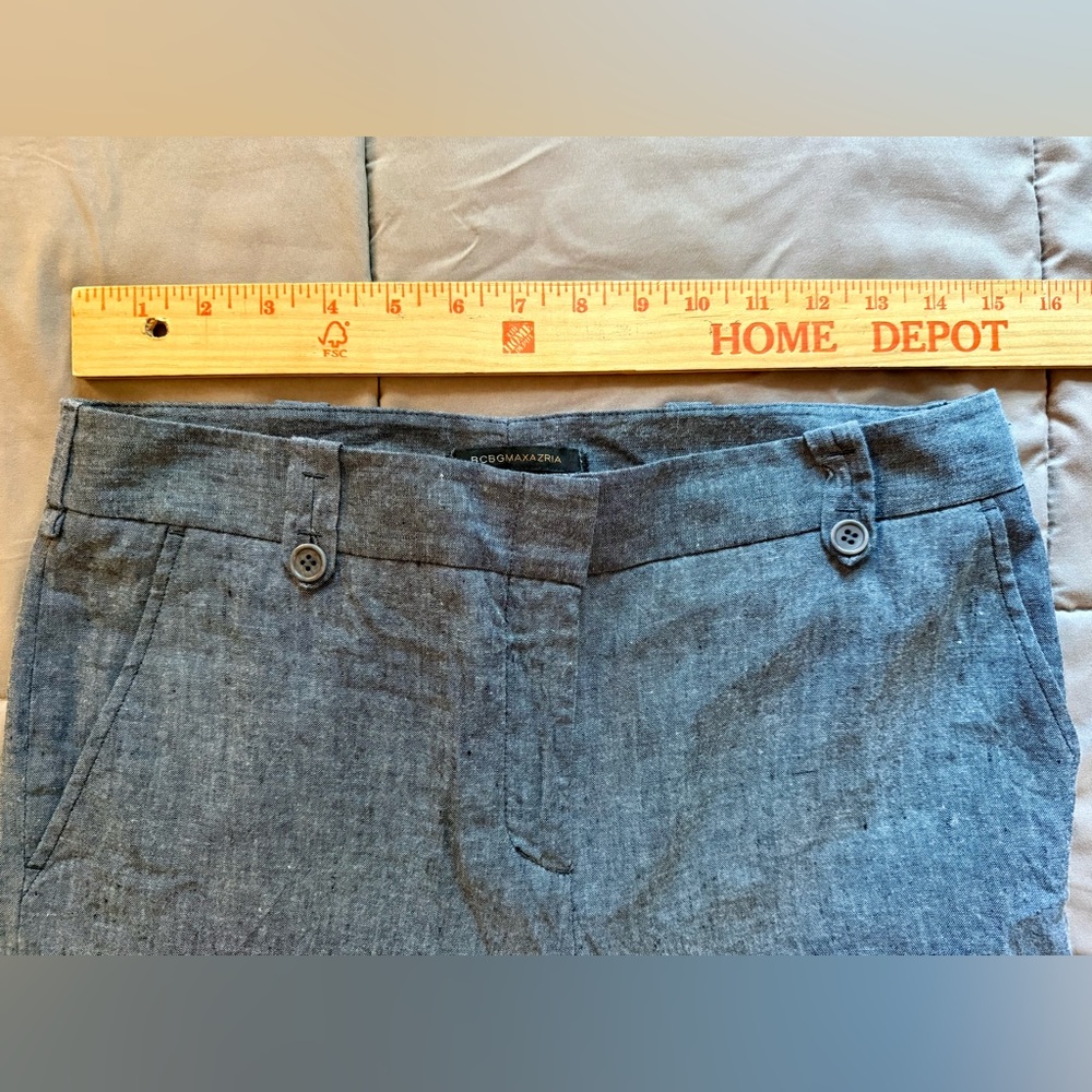 BCBG Max Azria women's Gray Denim- looking Linen Wide-Leg Pants, size 8 GUC - Picture 8 of 8